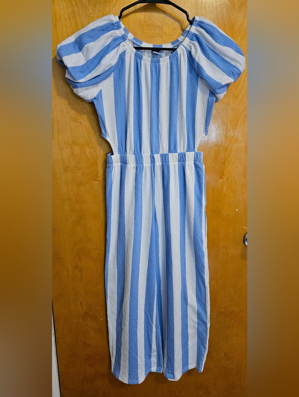 Old Navy Girls Blue and White Striped One-Piece Jumpsuit L 10/12